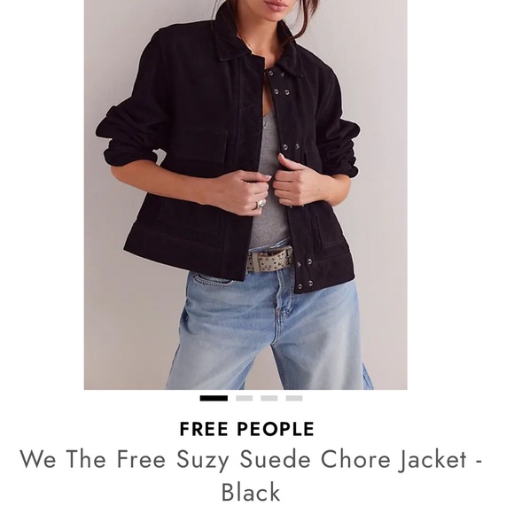 We the FREE PEOPLE 
We The Free Suzy REAL Suede leather Chore Jacket - Black xs - Picture 6 of 7